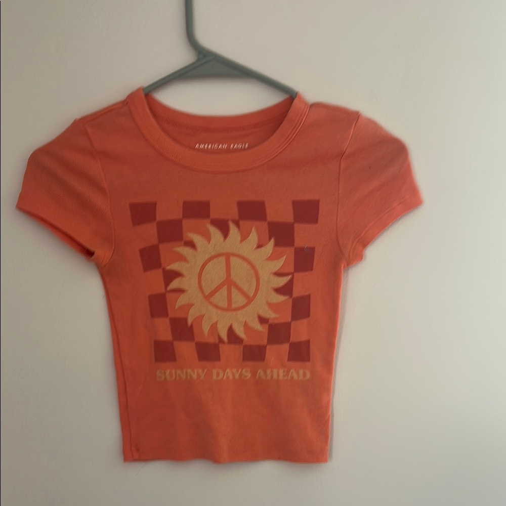 American Eagle Cropped Hey Baby Tee